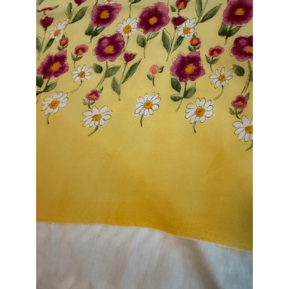Vintage new Yellow Silk‎ Flowers Fabric sheer 35"x 42" Floral Scarf Sewing